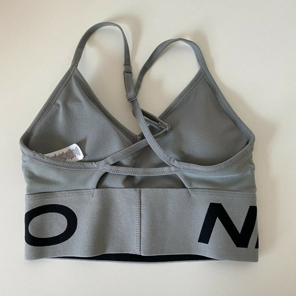 Nike Pro Spaghetti Strap Racerback Gray With Black Sports Bra Crop Tank Small - Picture 4 of 6